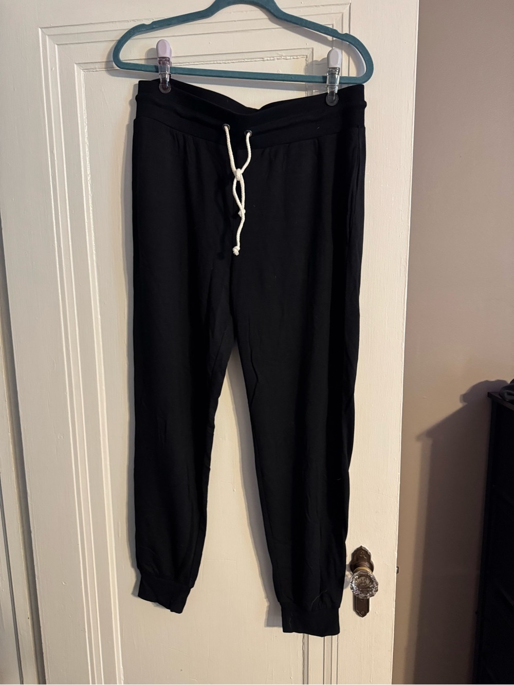 Threads 4 Thought Black Jogger Pants with White Drawstring